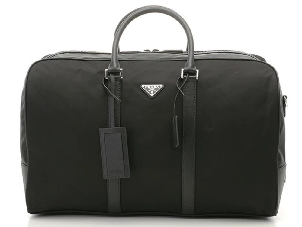 Prada Tessuto Boston Bag Duckle Black Saffiano